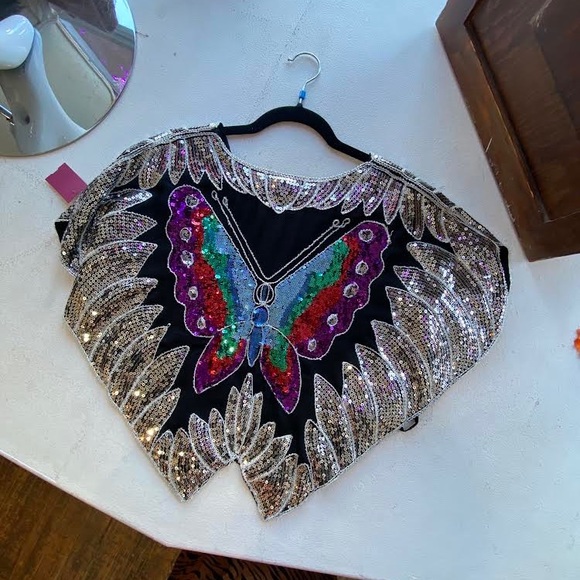 1920’s sequin capelet with butterfly - Picture 2 of 3